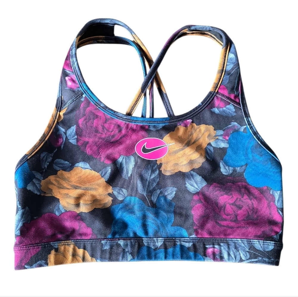 Nike Women's Dri FIT Swoosh Icon Clash Floral Sports Bra Size X-Small